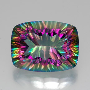 Quarzo mistico naturale multicolore da 20,39 ct, taglio a cuscino, VVS