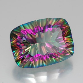 Quarzo mistico naturale multicolore da 20,39 ct, taglio a cuscino, VVS