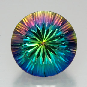 Quarzo mistico naturale multicolore da 20,55 ct, taglio rotondo, VVS