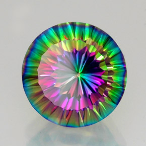 Quarzo mistico naturale multicolore da 11,85 ct, taglio rotondo, VVS