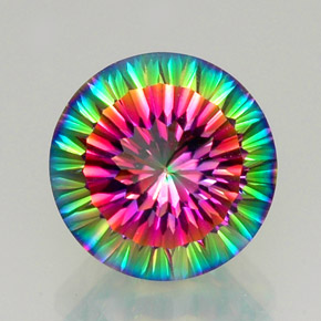 Quarzo mistico naturale multicolore da 12,26 ct, taglio rotondo, VVS