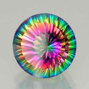 Quarzo mistico naturale multicolore da 12,26 ct, taglio rotondo, VVS