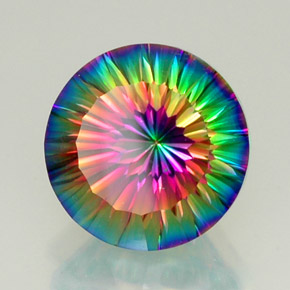 Quarzo mistico naturale multicolore da 11,95 ct, taglio rotondo, VVS