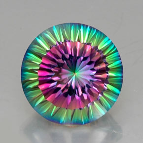 Quarzo mistico naturale multicolore da 12,44 ct, taglio rotondo, VVS