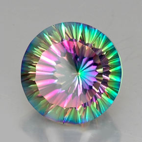 Quarzo mistico naturale multicolore da 12,44 ct, taglio rotondo, VVS