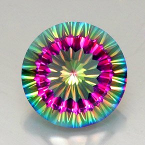 Quarzo mistico naturale multicolore da 11,47 ct, taglio rotondo, VVS-VS