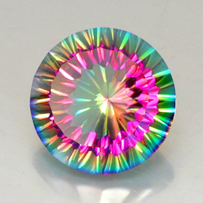 Quarzo mistico naturale multicolore da 11,47 ct, taglio rotondo, VVS-VS