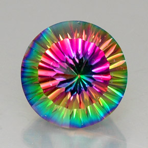 Quarzo mistico Arcobaleno superiore naturale da 12.82 ct, Taglio rotondo, VVS-VS