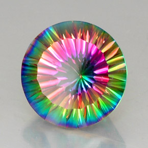 Quarzo mistico Arcobaleno superiore naturale da 12.82 ct, Taglio rotondo, VVS-VS
