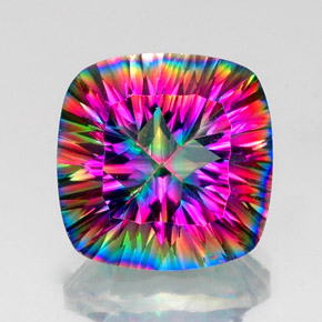 Quarzo mistico naturale multicolore da 15,07 ct, taglio a cuscino, VVS-VS