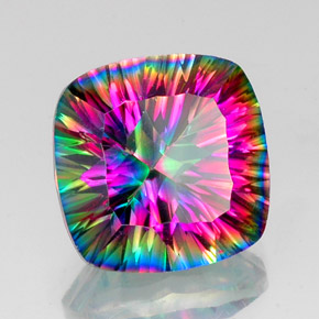 Quarzo mistico naturale multicolore da 15,07 ct, taglio a cuscino, VVS-VS