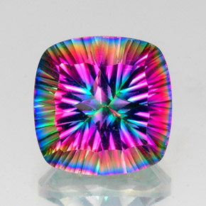 Quarzo mistico naturale multicolore da 14,88 ct, taglio a cuscino, VS