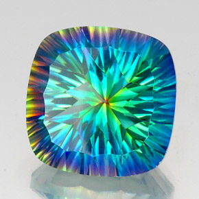 Quarzo mistico naturale multicolore da 20,88 ct, taglio a cuscino, VS