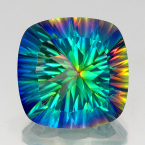 Quarzo mistico naturale multicolore da 22,17 ct, taglio a cuscino, VS