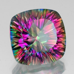 Quarzo mistico naturale multicolore da 16,84 ct, taglio a cuscino, VS