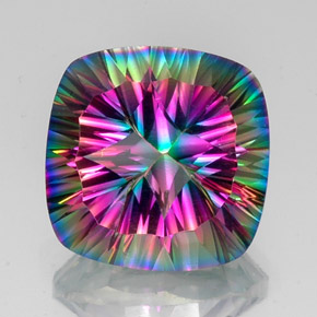 Quarzo mistico naturale multicolore da 15,26 ct, taglio a cuscino, VVS-VS