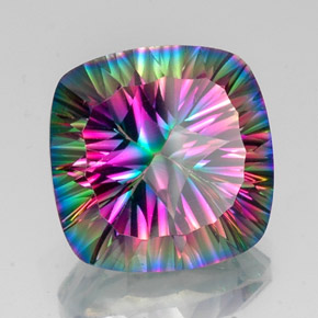 Quarzo mistico naturale multicolore da 15,26 ct, taglio a cuscino, VVS-VS