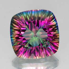 Quarzo mistico naturale multicolore da 15,31 ct, taglio a cuscino, VVS-VS