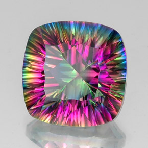 Quarzo mistico naturale multicolore da 15,31 ct, taglio a cuscino, VVS-VS