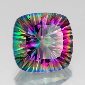 Quarzo mistico Arcobaleno superiore naturale da 15.34 ct, Taglio a cuscino, VS