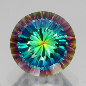 Quarzo mistico naturale multicolore da 10,43 ct, taglio rotondo, VVS-VS