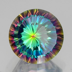 Quarzo mistico naturale multicolore da 10,43 ct, taglio rotondo, VVS-VS