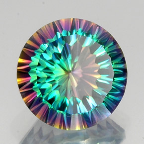 Quarzo mistico naturale multicolore da 9,66 ct, taglio rotondo, VS