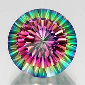 Quarzo mistico naturale multicolore da 12,39 ct, taglio rotondo, VS