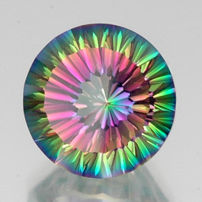 Quarzo mistico naturale multicolore da 12,24 ct, taglio rotondo, VVS-VS