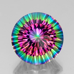 Quarzo mistico naturale multicolore da 11,42 ct, taglio rotondo, VS