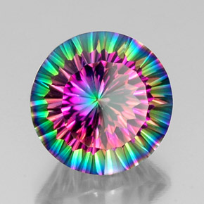 Quarzo mistico naturale multicolore da 11,42 ct, taglio rotondo, VS