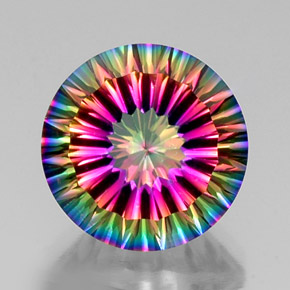 Quarzo mistico naturale multicolore da 11,36 ct, taglio rotondo, VVS-VS