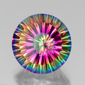 Quarzo mistico naturale multicolore da 11,36 ct, taglio rotondo, VVS-VS