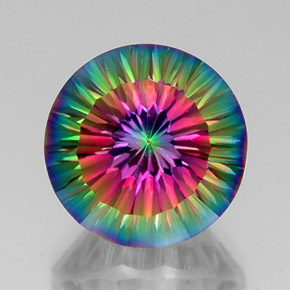 Quarzo mistico naturale multicolore da 12,43 ct, taglio rotondo, VVS-VS