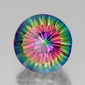 Quarzo mistico naturale multicolore da 12,43 ct, taglio rotondo, VVS-VS