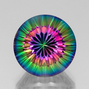 Quarzo mistico naturale multicolore da 12,34 ct, taglio rotondo, VVS-VS