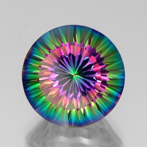 Quarzo mistico naturale multicolore da 12,34 ct, taglio rotondo, VVS-VS