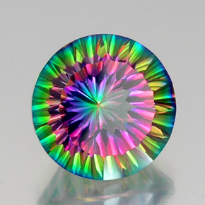Quarzo mistico naturale multicolore da 11,95 ct, taglio rotondo, VVS-VS