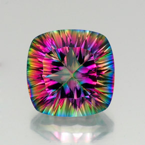 Quarzo mistico naturale multicolore da 15,54 ct, taglio a cuscino, VVS