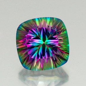 Quarzo mistico naturale multicolore da 17,83 ct, taglio a cuscino, VVS-VS