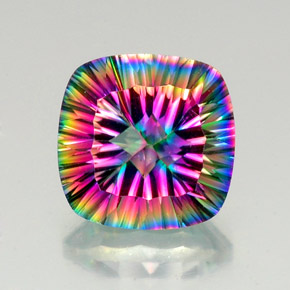 Quarzo mistico naturale multicolore da 15,15 ct, taglio a cuscino, VVS-VS