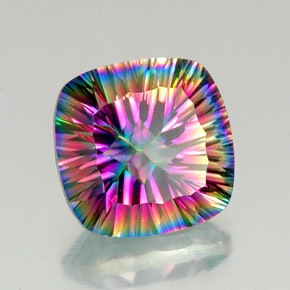 Quarzo mistico naturale multicolore da 15,15 ct, taglio a cuscino, VVS-VS