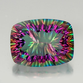 Quarzo mistico naturale multicolore da 22,03 ct, taglio a cuscino, VS