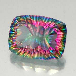 Quarzo mistico naturale multicolore da 19,64 ct, taglio a cuscino, VVS-VS