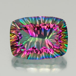 Quarzo mistico naturale multicolore da 19,63 ct, taglio a cuscino, VVS-VS