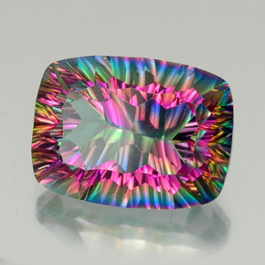 Quarzo mistico naturale multicolore da 19,63 ct, taglio a cuscino, VVS-VS