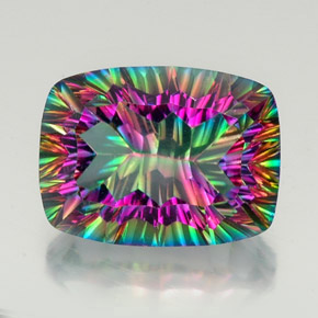 Quarzo mistico naturale multicolore da 21,31 ct, taglio a cuscino, VVS-VS