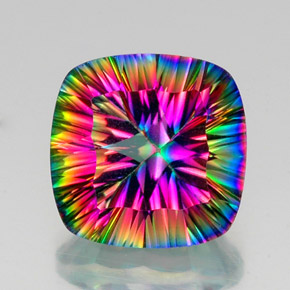 Quarzo mistico Arcobaleno superiore naturale da 15.37 ct, Taglio a cuscino, VS