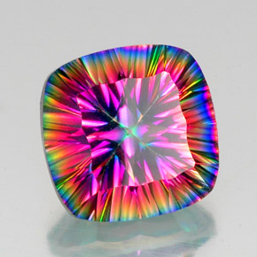 Quarzo mistico Arcobaleno superiore naturale da 15.37 ct, Taglio a cuscino, VS