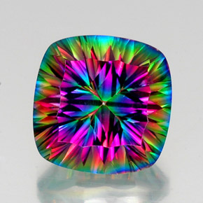 Quarzo mistico Arcobaleno superiore naturale da 16.89 ct, Taglio a cuscino, VVS-VS